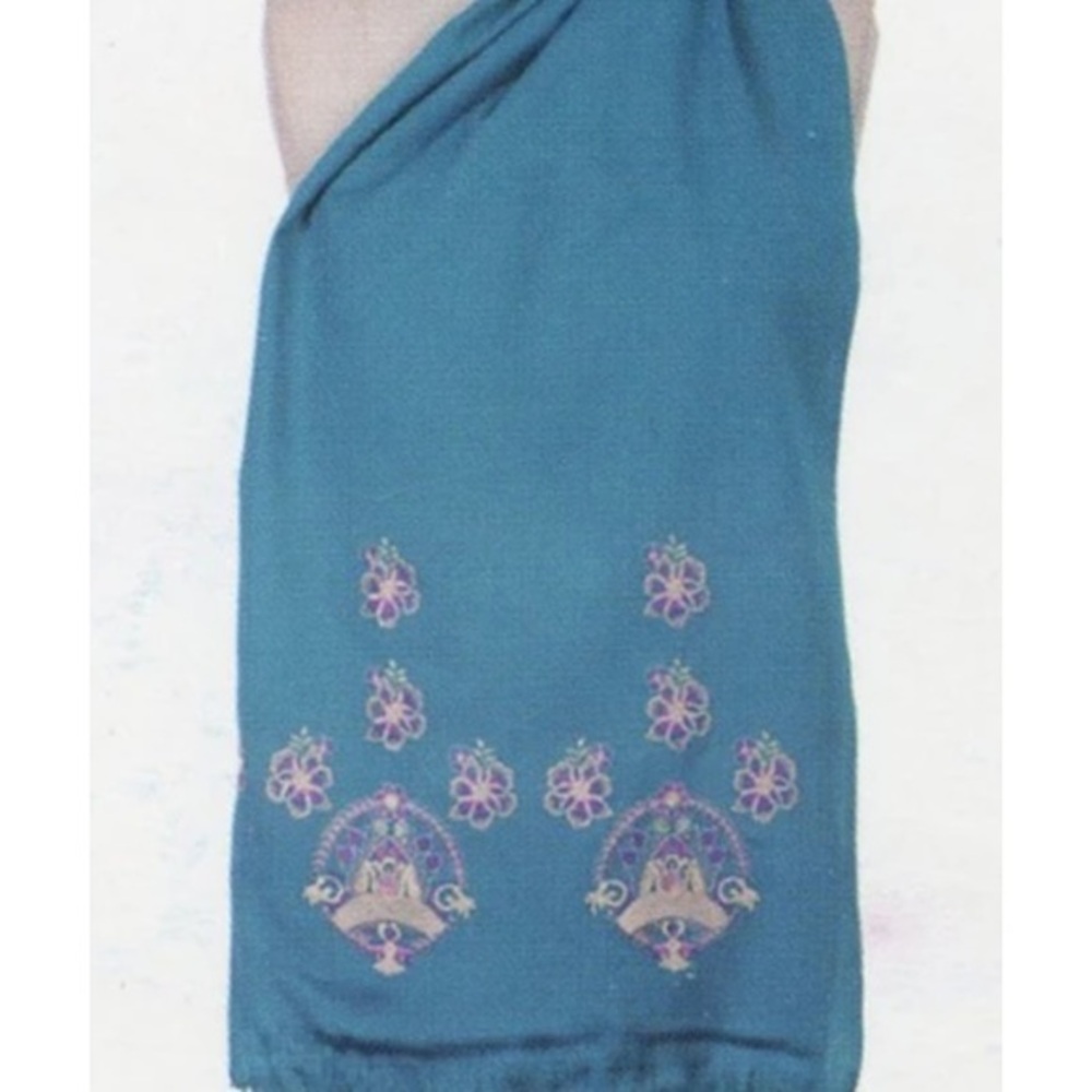 Wrap or scarf teal floral pashmina